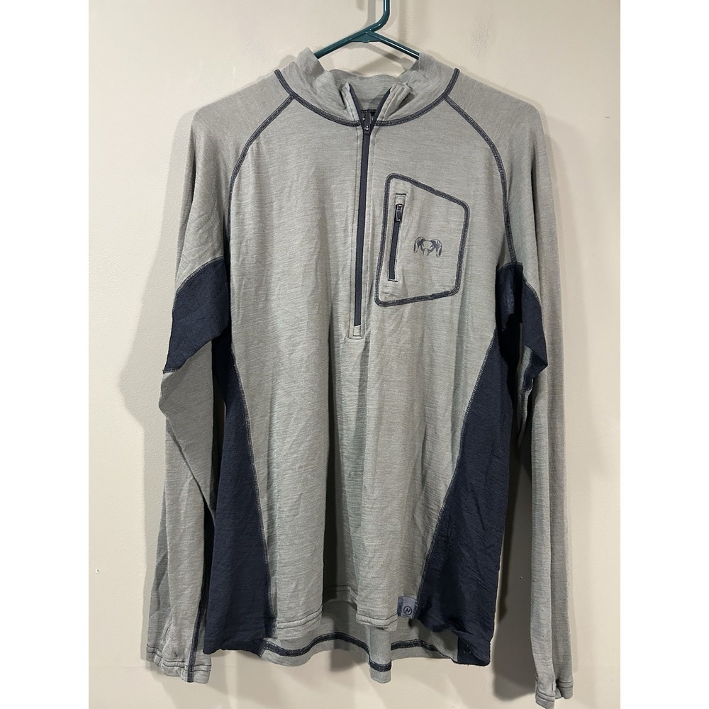 Kuiu Ultra Merino Wool 1/2 Zip Pullover Mens Sz L Green Hunting Base Layer